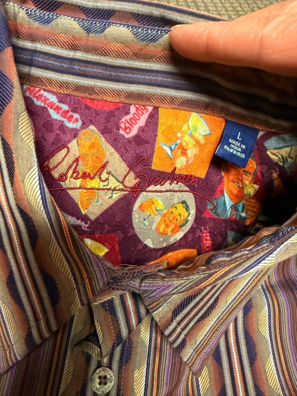 Robert Graham Purple, Blue & Cream Striped Button-Down Shirt - Picture 2 of 8